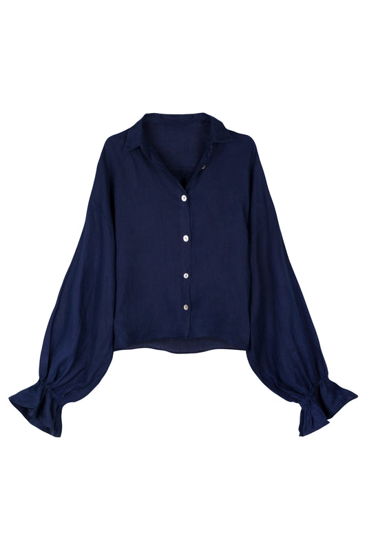 Nina linen shirt | Deep Blue